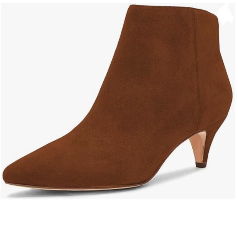 Women's Brown Suede Ankle Boots - Classic Pointed Toe